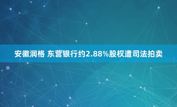 安徽润格 东营银行约2.88%股权遭司法拍卖